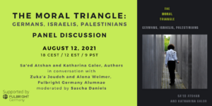 Promotional graphic for "The Moral Triangle: Germans, Israelis, Palestinians" online panel event
