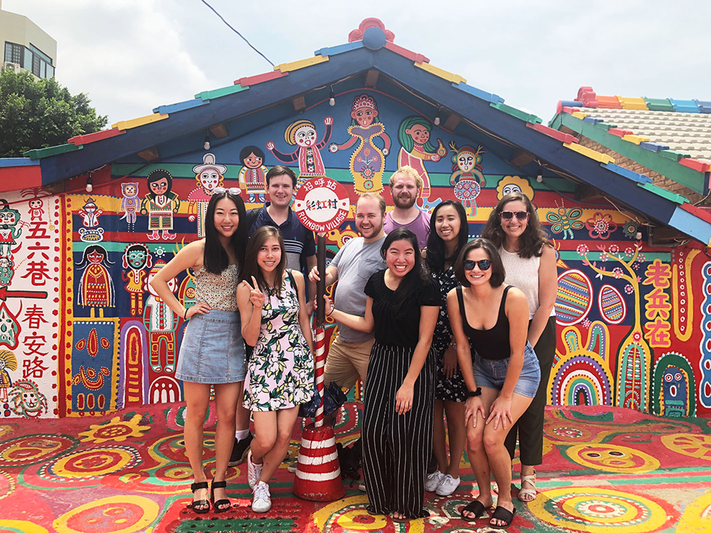 Students visiting Rainbow Village in Taiwan