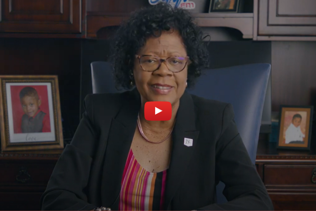 Screenshot of President Elayne Hayes-Anthony video